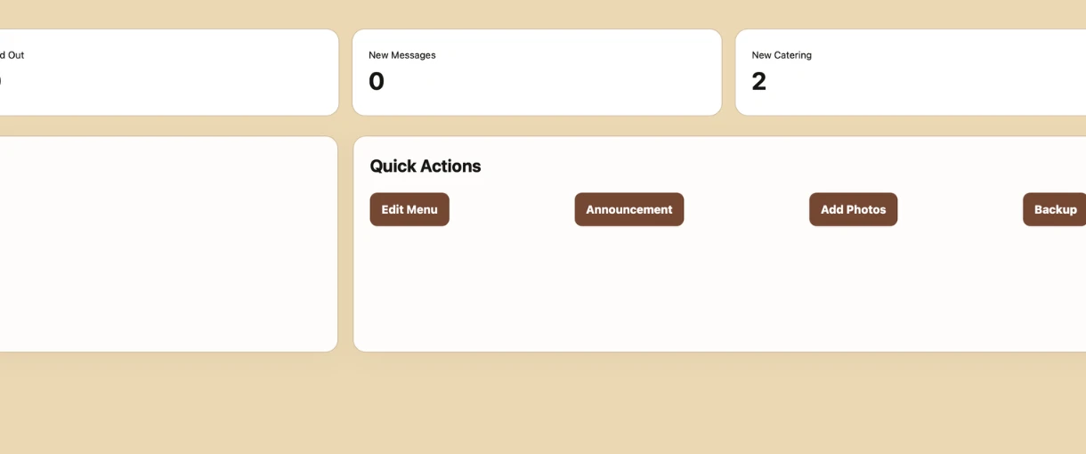 Real Streetwise admin quick actions screenshot