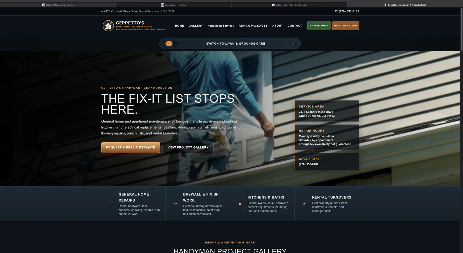 Geppetto's handyman website screenshot
