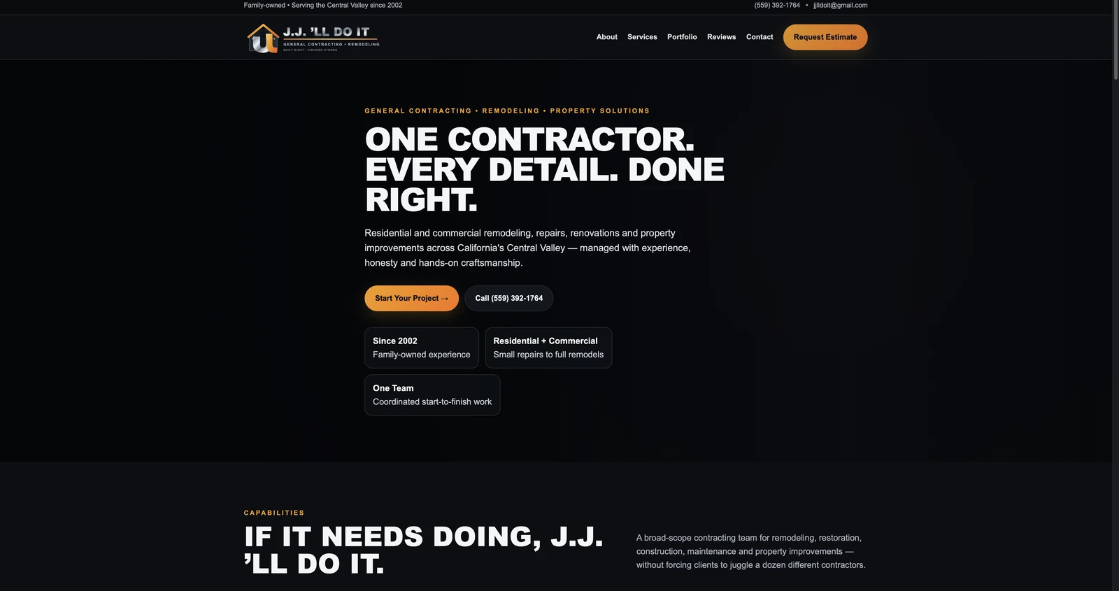 J.J. 'LL DO IT contractor website screenshot
