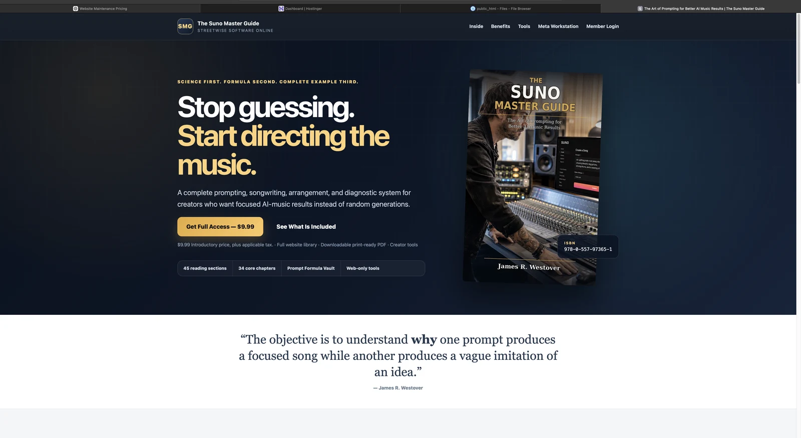The Suno Master Guide website screenshot
