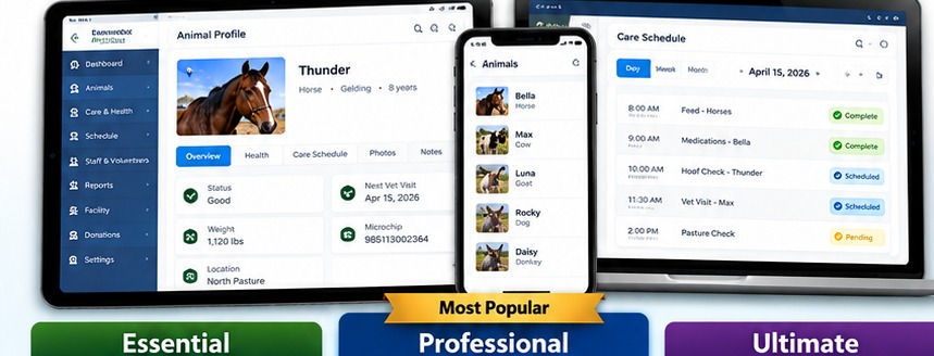Animal Care software displayed on devices