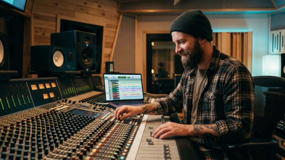 A mix engineer at a console