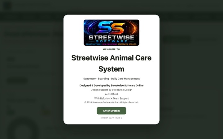 Home page of SWSO Animal Care System