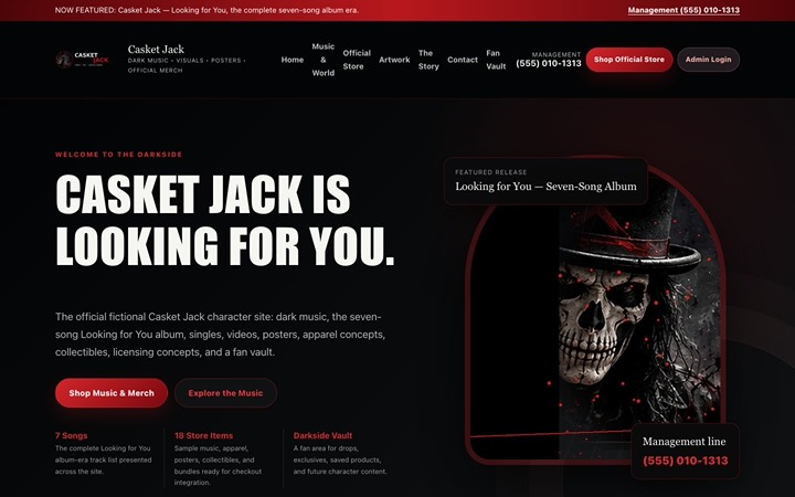 Home page of Casket Jack
