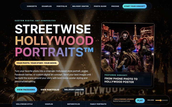 Home page of SWSO Hollywood Portraits