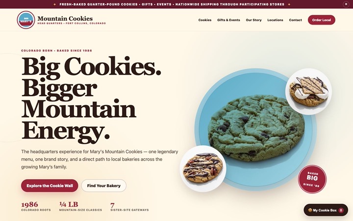 Home page of Mountain Mary's Cookies