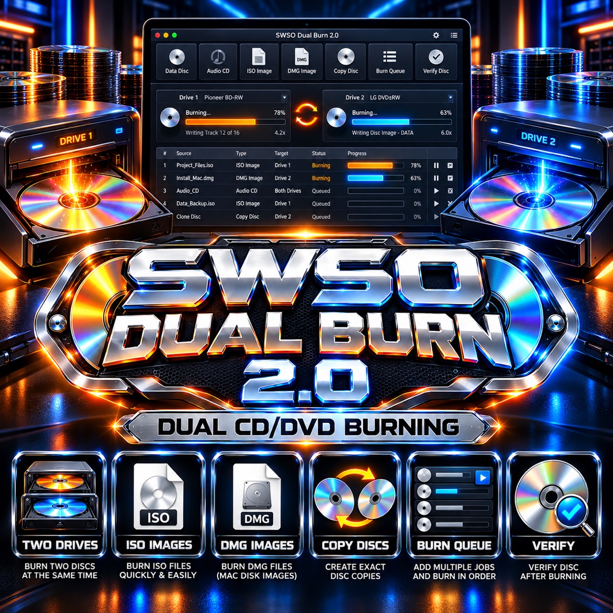 SWSO Dual Burn 2.0 — dual CD and DVD burning