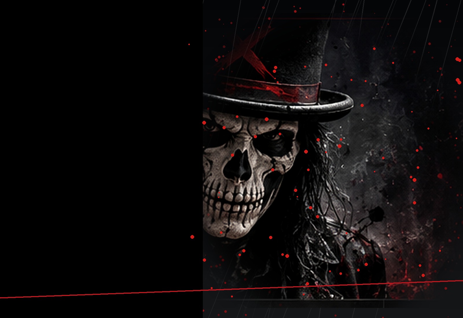 Masked Casket Jack character in a black top hat against dark red smoke