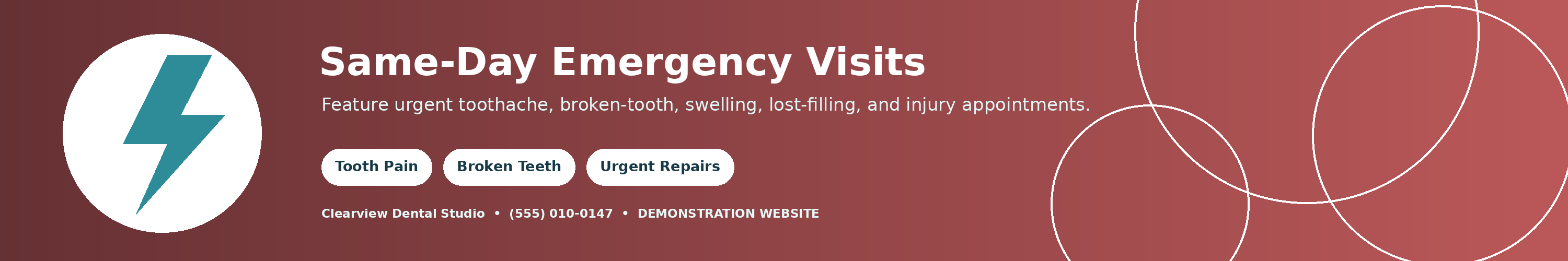 Sample emergency dental appointment banner