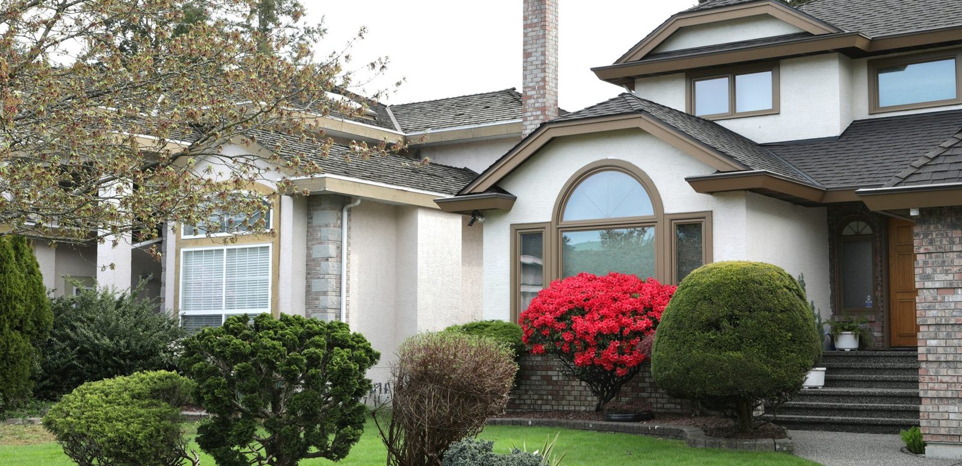 Professionally maintained Grand Junction-style residential lawn and shrubs