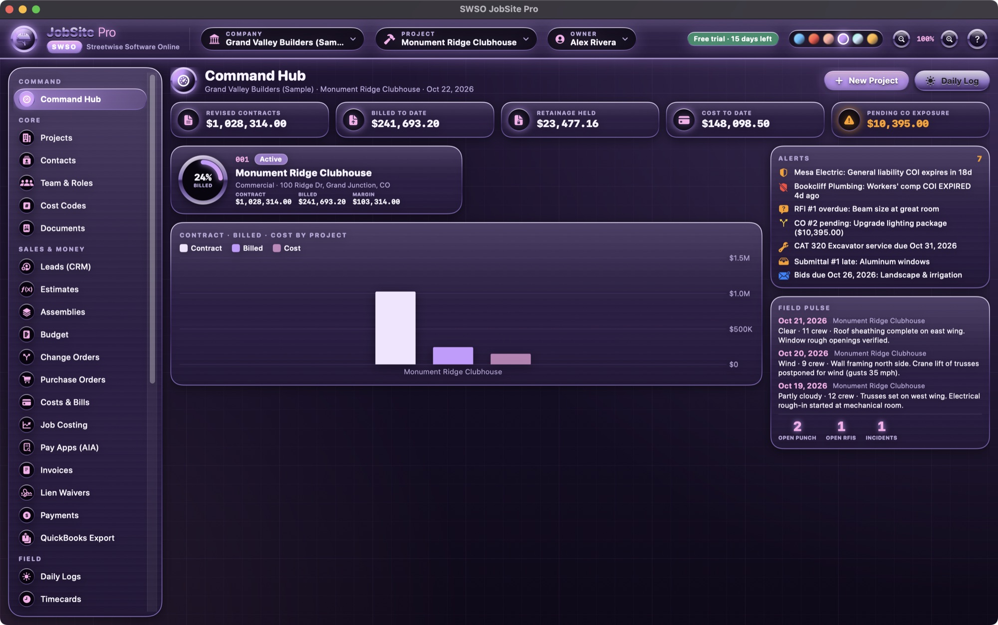 Command Hub in the Lavender Violet theme
