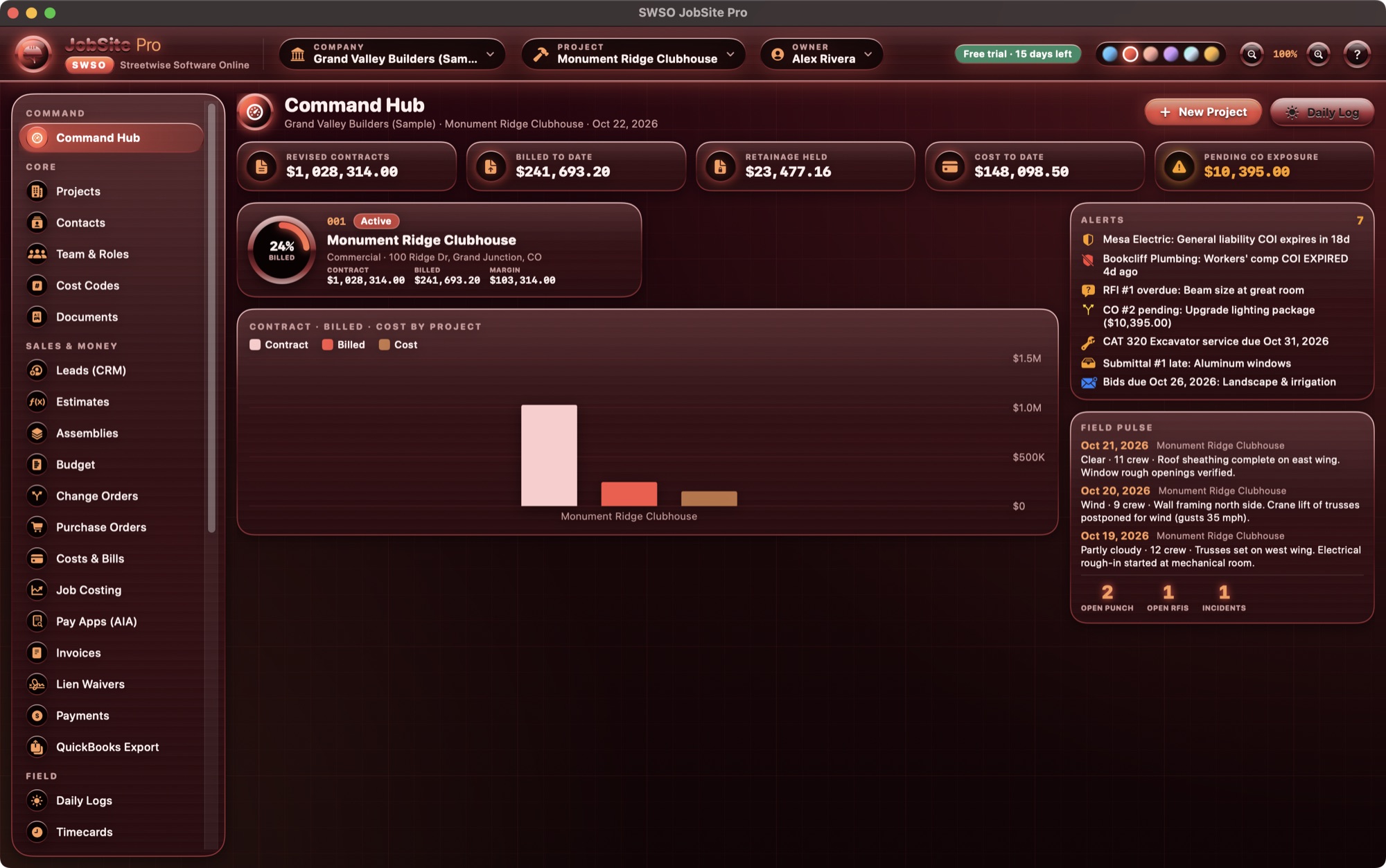 Command Hub in the Anodized Red theme