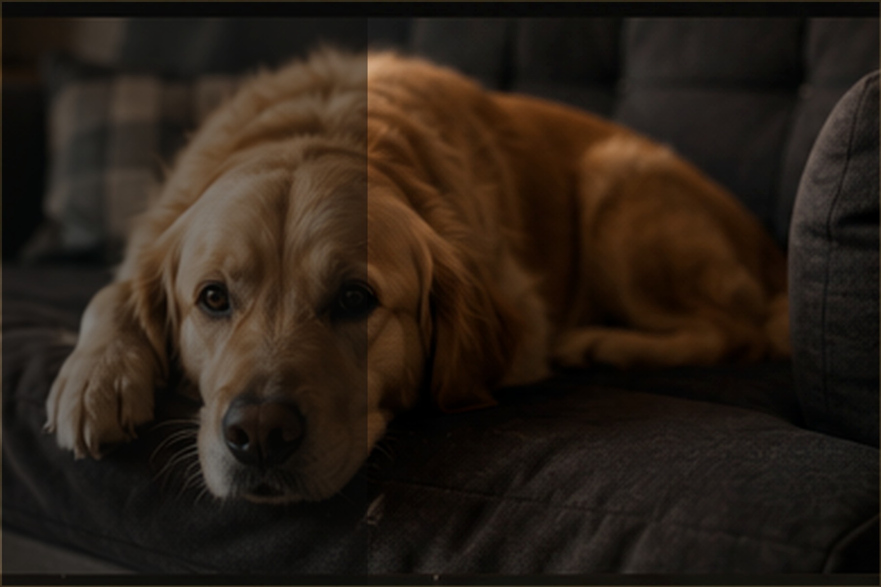 Golden retriever resting comfortably at home during a sample pet-sitting visit
